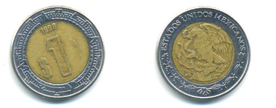 Мексика 1 песо 1998 KM 603 биметалл 176-1237