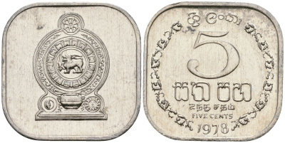 Шри-Ланка 5 центов 1978 KM 139a алюминий 4136-628
