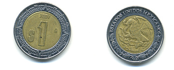 Мексика 1 песо 2007 KM 603 биметалл 3999-944