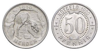 Менден 50 пфеннигов 1920 Funck 328.13, Men18 20803.7 алюминий UNC 4636-1062