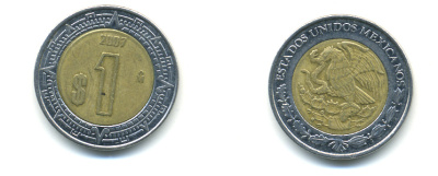 Мексика 1 песо 2007 KM 603 биметалл 3999-944