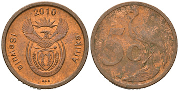 ЮАР 5 центов 2010 KM 493 сталь плакированная медью 4621-418
