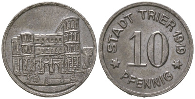 Трир 10 пфеннигов 1919 Funck 549.6, Men18 31517.6 железо 112-426