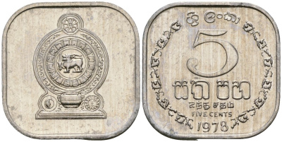 Шри-Ланка 5 центов 1978 KM 139a алюминий 4136-717