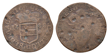 Бельгия, Льеж 1 лиард 1688 год-тип KM 95 медь 51-1036