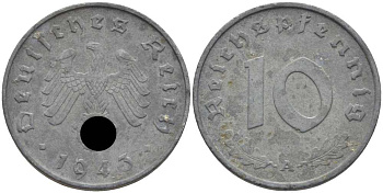 Германия 10 рейхспфеннигов 1943 A KM 101, J.371 цинк 4401-612