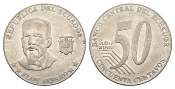 Эквадор 50 сентаво 2000 KM 108 нержавеющая сталь 4645-711