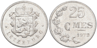 ЛЮКСЕМБУРГ 25 САНТИМОВ 1972 KM 45а.1 алюминий 211-823