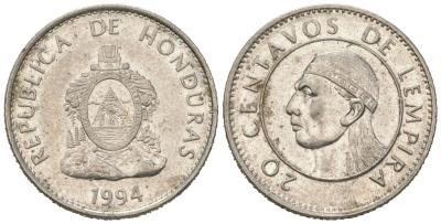 Гондурас 20 сентаво 1994 KM 83a.1 сталь плакированная никелем 4618-651