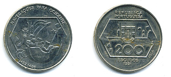 Португалия 200 эскудо 1991 Навигация на запад KM 659 медно-никель  UNC   56-734