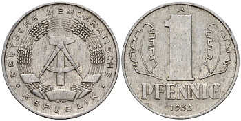 ГДР 1 пфенниг 1962 A KM 8.1 алюминий 39-1133