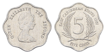 Восточные Карибы 5 центов 1981 KM 12 алюминий aUNC 4678-941