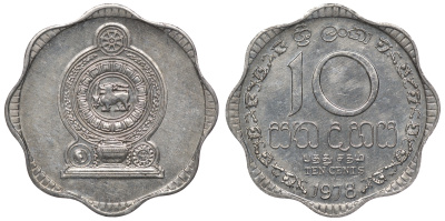 Шри-Ланка 10 центов 1978 KM 140 a алюминий 4118-514