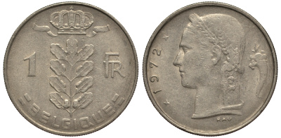 Бельгия 1 франк 1972 Belgique, Бодуэн I (1951-1993) KM 142.1 медно-никель 4182-222