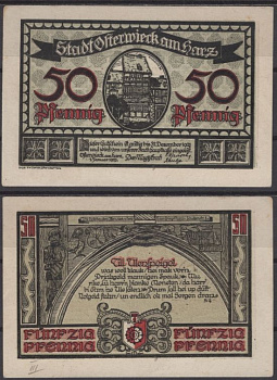 Остервик 50 пфеннигов 1921 Mehl Grabowski 1037.1h бумага UNC (пресс) 8613-50-1-1