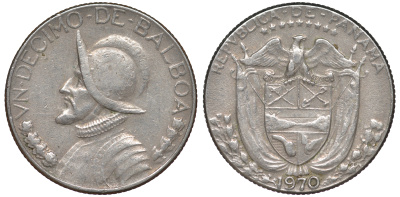 Панама 1/10 бальбоа 1970 KM 10а медь плакированная медно-никелем 45-416