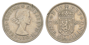 Великобритания 1 шиллинг 1960 Елизавета II (1952-2022), Шотландский герб KM 905, Spink 4148 медно-никель 4167-443