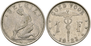 Бельгия 1 франк 1923 BELGI? KM 89 никель 73-1044