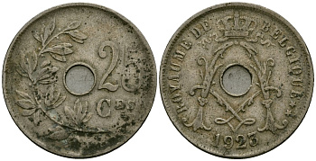 Бельгия 25 сантимов 1923 Belgique KM 68 медно-никель 4165-515