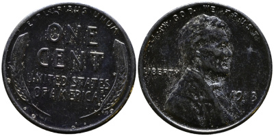 США 1 цент 1943 S (Сан-Франциско), Авраам Линкольн KM 132 a сталь плакированная цинком 4392-1114