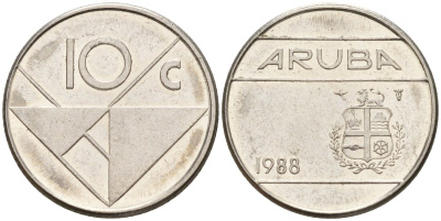 Аруба 10 центов 1988 Беатрикс (1980-2013) KM 2 сталь плакированная никелем 4174-823