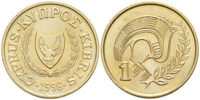 Кипр 1 цент 1998 KM 53.3 никель латунь 187-212