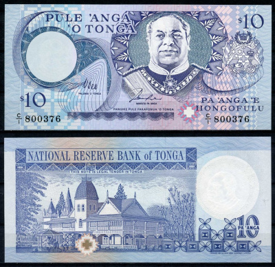 Тонга 10 паанга ND (1995) Pick 34 a бумага UNC (пресс) 451-584-3