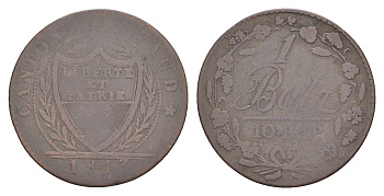 Швейцарские кантоны, Во 1 батцен = 10 раппенов 1813 KM 8 серебро 1518-1743