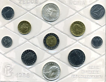 Италия госнабор из 11 монет 1988 100 лет со дня смерти Иоанна Боско KM MS 19 серебро UNC 7-5-1-4