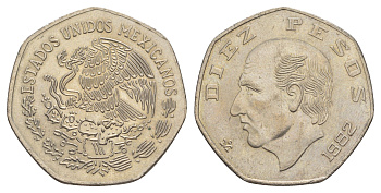 Мексика 10 песо 1982 Mo KM 477.2 медно-никель aUNC 4634-231