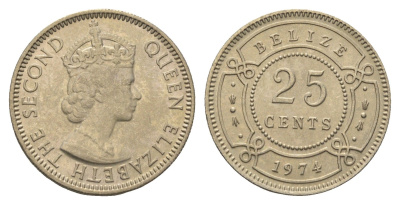 Белиз 25 центов 1974 KM 36 медно-никель UNC 4666-716