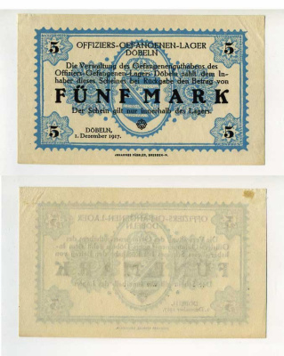 Германия 5 марок 1917 лагерь военнопленных в Дебельне C-2885 бумага UNC (пресс) 504-84-1-2