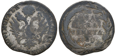 Венеция 1 лира 1800 городской выпуск периода оккупации, биллон С 160 серебро 1528-233