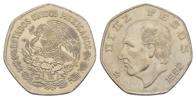Мексика 10 песо 1982 Mo KM 477.2 медно-никель aUNC 4634-231