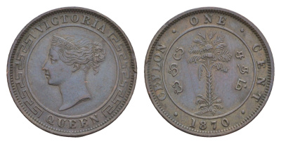 Цейлон 1 цент 1870 Виктория (1837-1901) KM 92 медь 1518-712