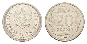 Польша 20 грошей 2021 Y 972 медно-никель UNC 4625-1258