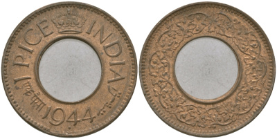 Британская Индия 1 пайс 1944 Георг VI (1936-1952) KM 533 бронза 33-1046