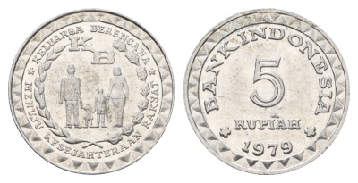 Индонезия 5 рупий 1979 ФАО - Планирование семьи KM 43 алюминий UNC 117-855