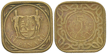 Суринам 5 центов 1962 KM 12 никель латунь 4611-611