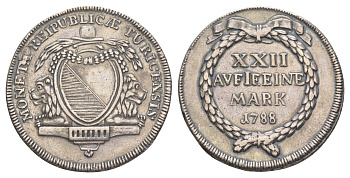 Швейцарские кантоны, Цюрих 1/2 талера 1788 B KM 174 серебро 00-822-75