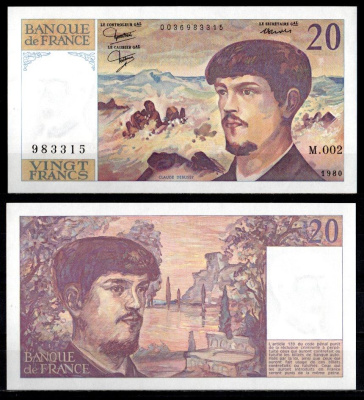 Франция 20 франков 1980 Pick 151 a бумага aUNC 7222-22-1-2