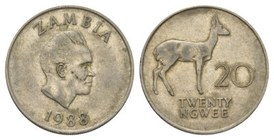 Замбия 20 нгве 1988 KM 13 медно-никель 4626-715
