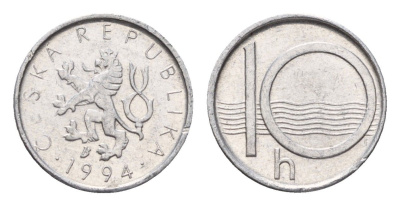 Чехия 10 геллеров 1994 KM 6 алюминий 4674-837