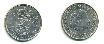 Нидерланды 1 гульден 1972 Юлиана (1948-1980) KM 184a никель 83-812