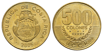 Коста-Рика 500 колонов 2005 KM 239.1 алюминиевая бронза UNC 4545-444