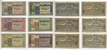 Австрия набор из 6 банкнот 1920 до 31 декабря, нотгельд, 10, 20, 30, 40, 60, 80 геллеров, BUCHLARN am der DONAU   бумага  aUNC  7555-8-2-2