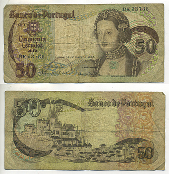 ПОРТУГАЛИЯ 50 ЭСКУДО 1968 28 МАЯ 1968, МАРИЯ АДЕЛАИДА ПОРТУГАЛЬСКАЯ Pick 174а бумага 7552-40-2