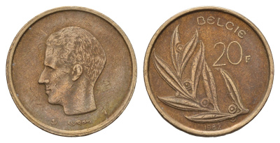 Бельгия 20 франков 1982 Belgie, Бодуэн I (1951-1993) KM 160 никель бронза 190-253
