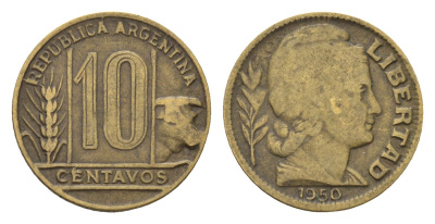 Аргентина 10 сентаво 1950 KM 41 алюминиевая бронза 4679-431