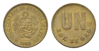 Перу 1 соль 1980 KM 266.2 латунь 4664-461